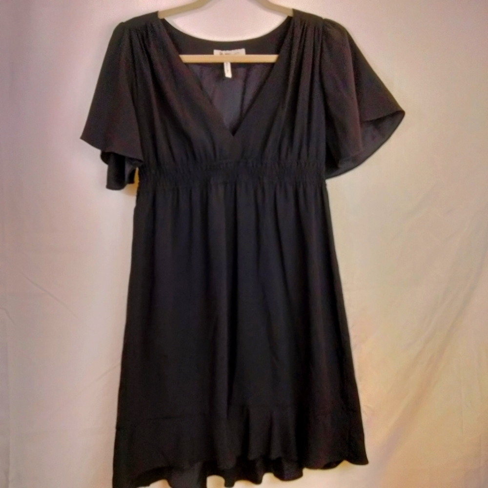 BCBGeneration black dress with glitter sleeves, medium.